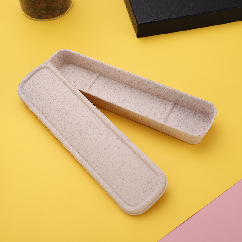 Wheat Straw Tableware Box Travel Cross-border Portable Tableware Storage Box Nail File Cosmetic Brush Knife, Fork and Spoon Chopsticks Box