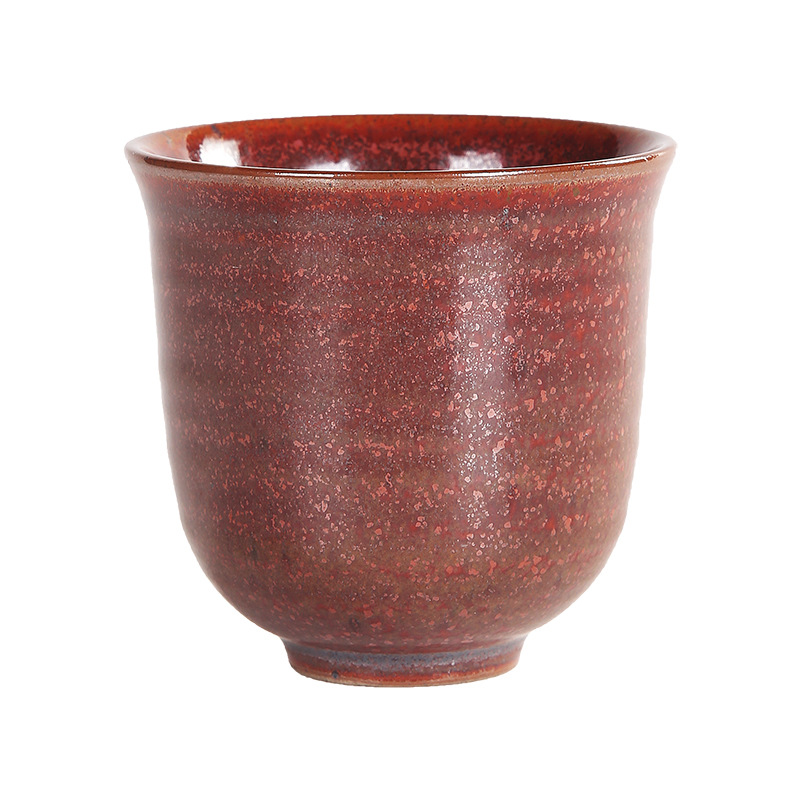 Japanese-Style Rustic Pottery Tea Cup, Master Cup, Vintage Handmade Wood-Fired Ceramic Kung Fu Tea Set, Single Tea Cup, Light Luxury