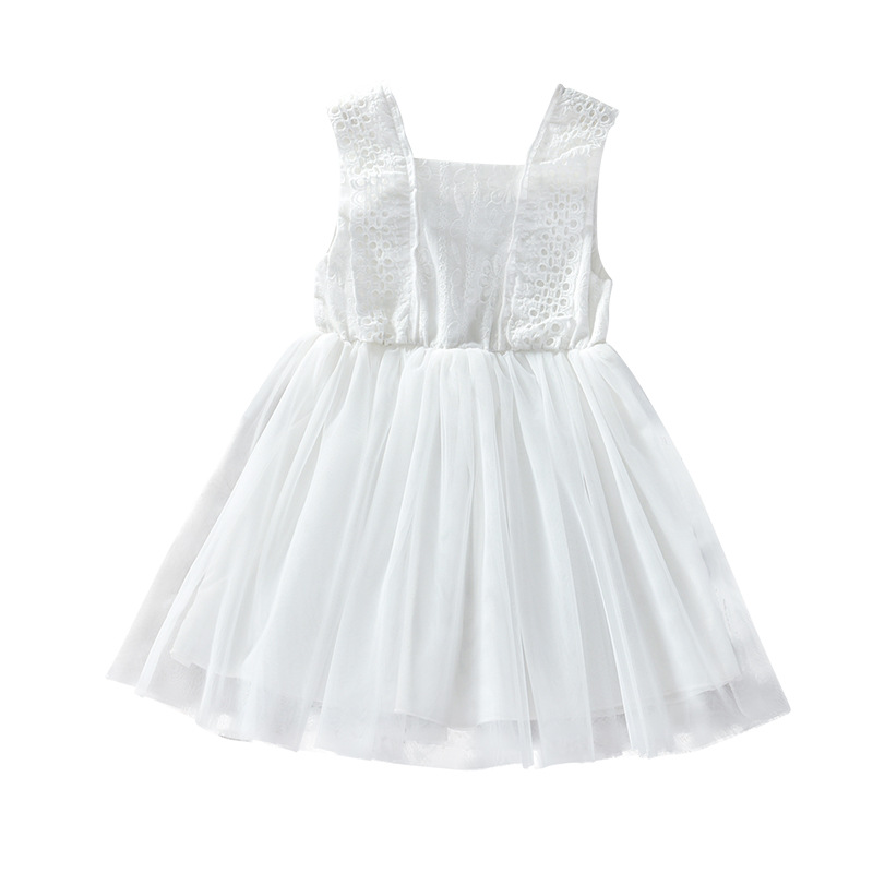 Girls Puffy Gauze Skirt 2025 New Summer Clothes Baby Style Jumpsuit White Skirt Children's Clothes Super Fairy Hollow Princess Skirt