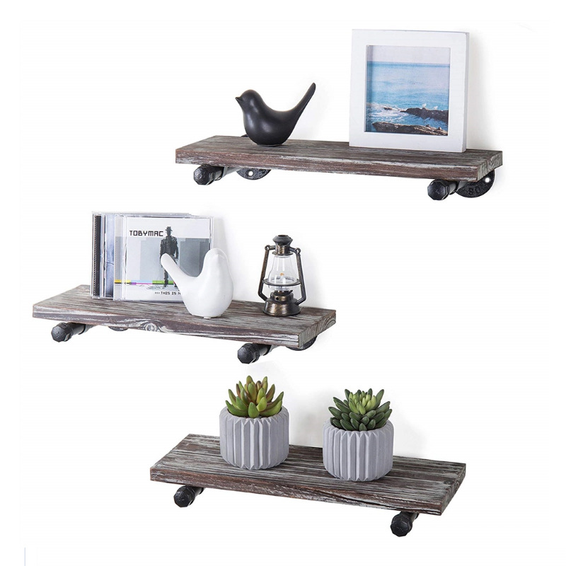 Cross-Border Wall-Mounted Shelf Made of Iron Art for Supporting Pipes, Vintage Single-Layer Pipe Wall-Mounted Storage Rack