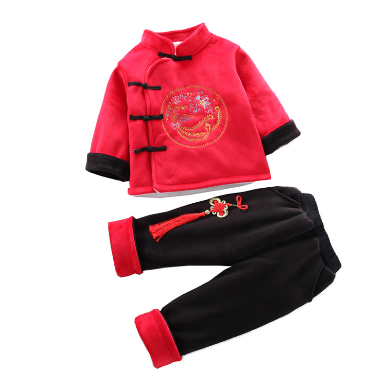 Winter Children's Ethnic Tang Suit Red High-end Cartoon Suit Winter Chinese Ethnic Hanfu Factory Outlet