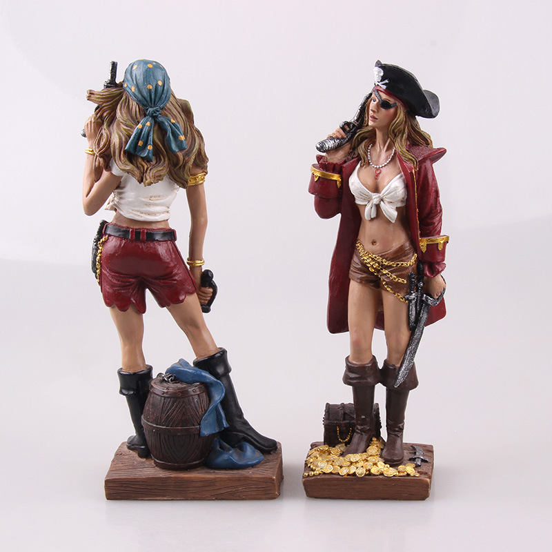 Factory Direct supply resin figure female pirate bar hotel decoration home decoration crafts