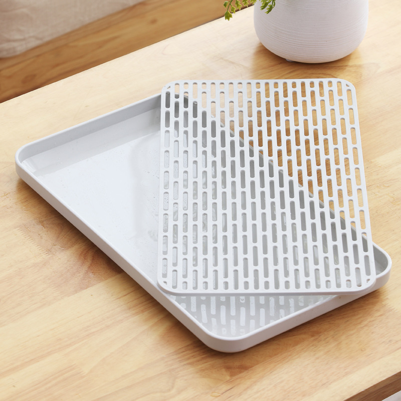Household Multifunctional Plastic Tray Draining Tray Creative Tea Tray Household Fruit Tray Rectangular Multi-purpose Storage Rack