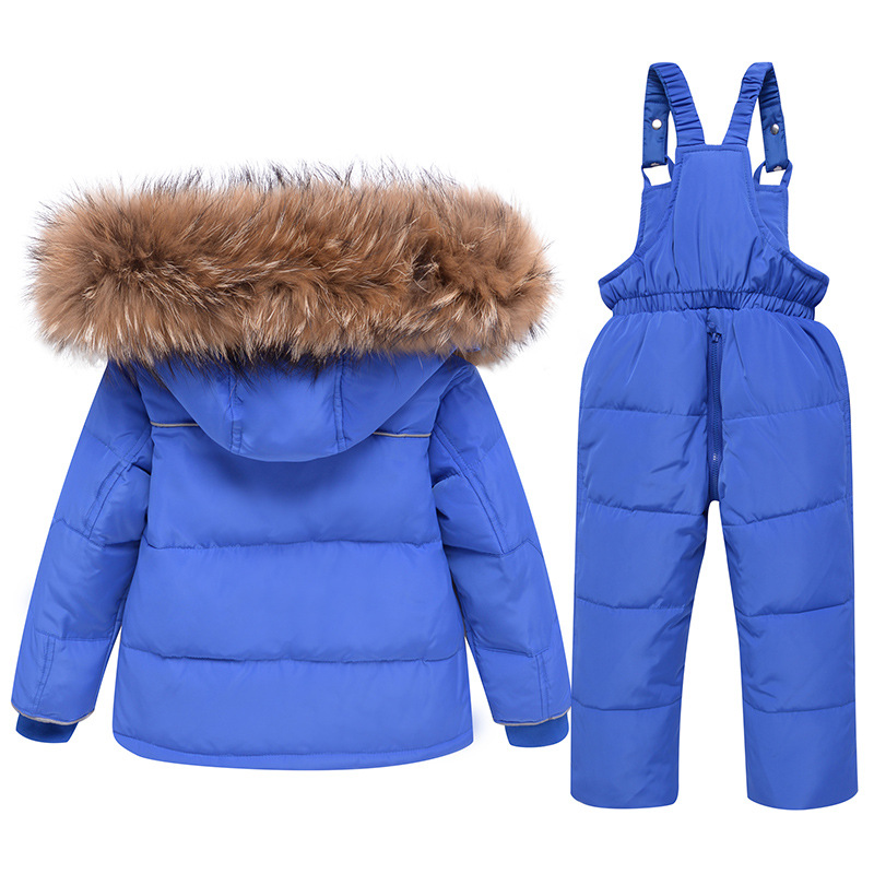 New Children's Down Jacket Set Boys and Girls Big Wool Collar 1-6 Years Old Baby Winter Two-Piece Set