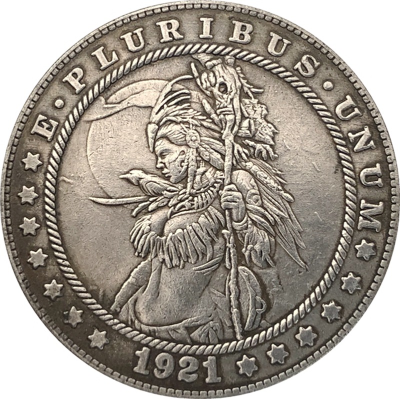 Оптовая продажа антикварных серебряных долларов 38 мм, американские монеты Моргана, 1921D, изделия # 144