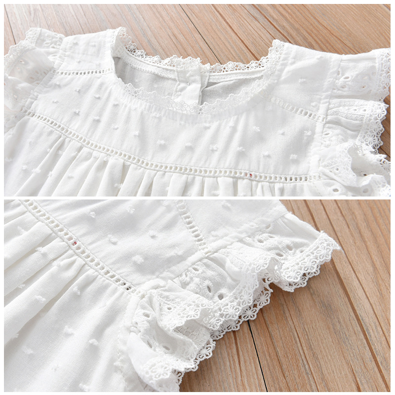 Girls Super Fashionable Lace Vest Dress 2025 New White Skirt Baby Girl K-Style Popular Princess Dress Children's Clothing Trend