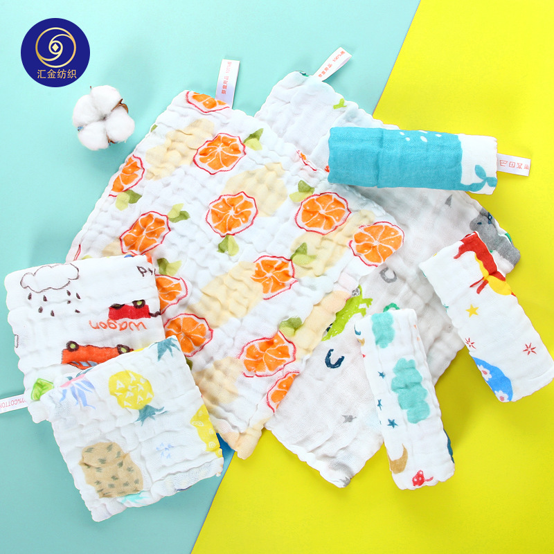 Pumi six-layer pure cotton baby square towel absorbent baby gauze saliva towel baby towel baby milk towel