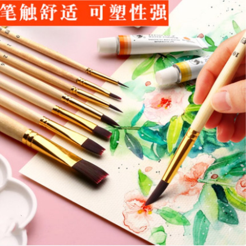 Cross-border wholesale 8 nylon wool watercolor pen set beginners water chalk oil brush row pen brush Gouline pen