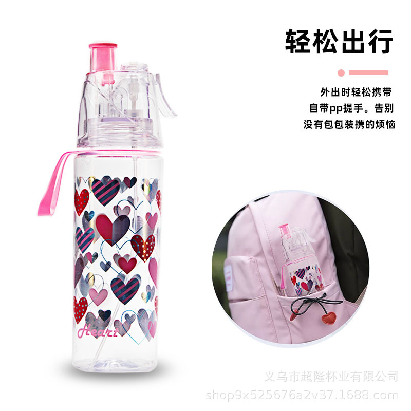 Factory direct supply cartoon sprayer summer sports water cup dual-use single-layer female student kettle wholesale spell a lot