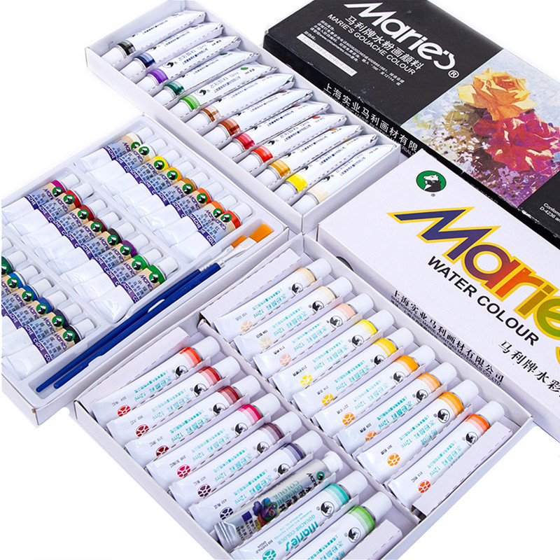 Marley brand gouache paint set 12 color 18 color 24 color 12 ml student aluminum tube gouache paint wholesale