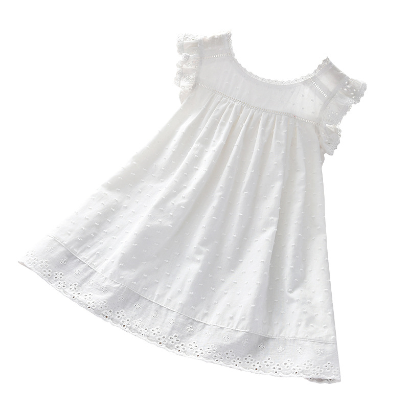 Girls Super Fashionable Lace Vest Dress 2025 New White Skirt Baby Girl K-Style Popular Princess Dress Children's Clothing Trend