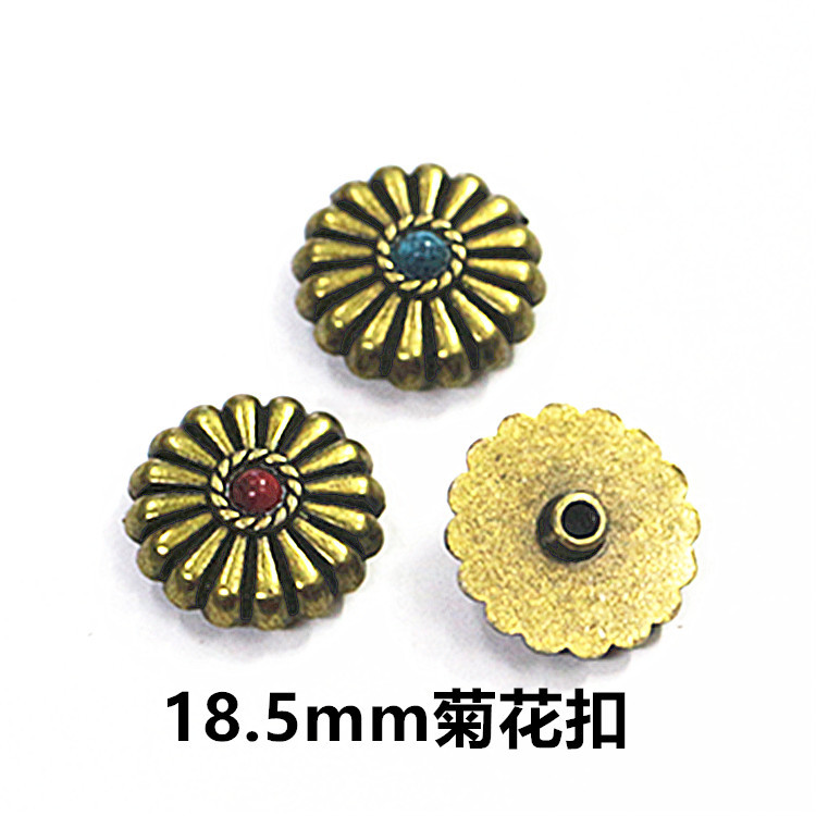 Spot Batch 18.5mm Small Chrysanthemum Buckle Handmade DIY Leather Goods Leather Art Japanese Buckle Green Costume Decorative Buckle Factory Direct Sales