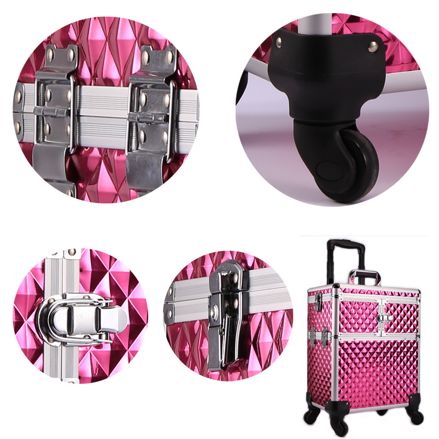 Spot manufacturers supply professional cosmetic case universal wheel tie rod cosmetic case beauty salon trolley case