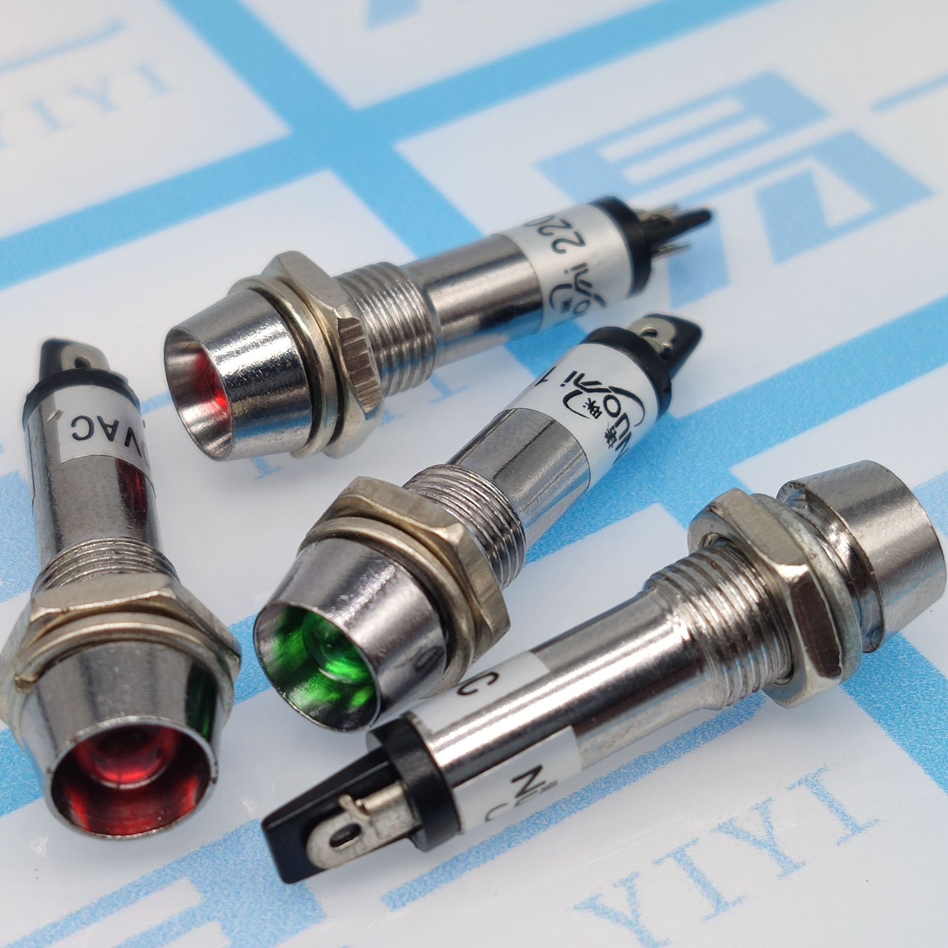 Small power work signal lamp luminous indicator light XD8-1 Red Green Yellow 12v 24v hole 8mm