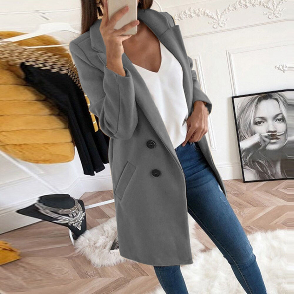 Autumn 2023 Amazon ebay AliExpress wish European and American fashion suit collar slim-fit women's trench coat