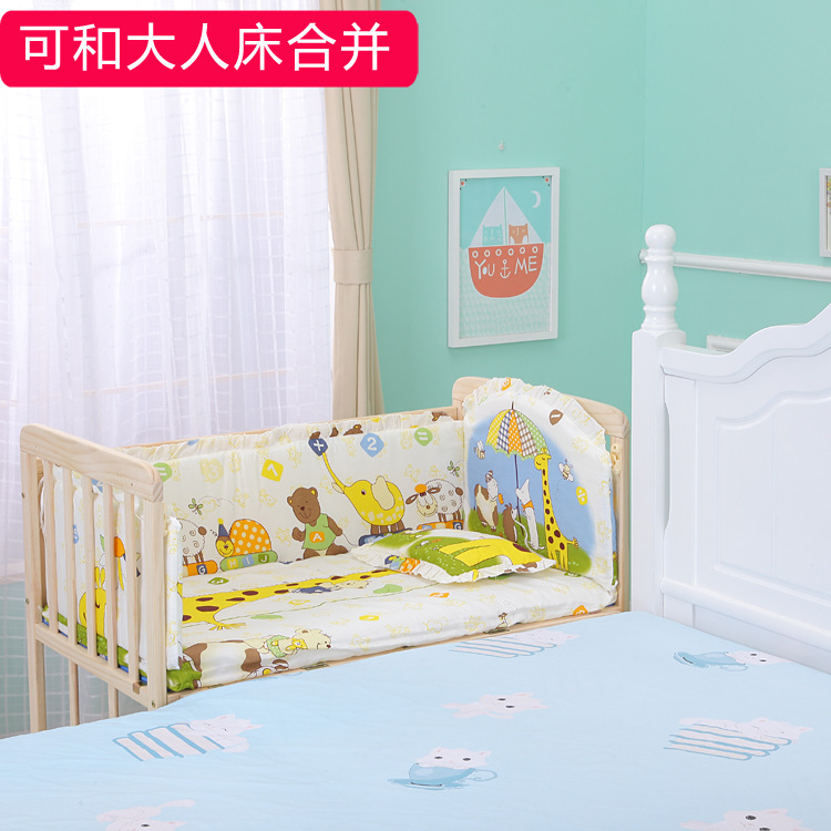Factory direct selling baby bed solid wood lacquer-free multifunctional Cradle Bed with rollers can be spliced big bed a generation of hair