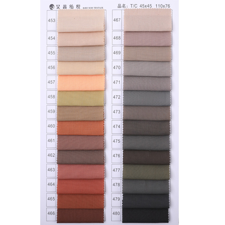 Manufacturer in stock supply TC polyester cotton New 110*76 woven pocket cloth genuine shirt textile fabric