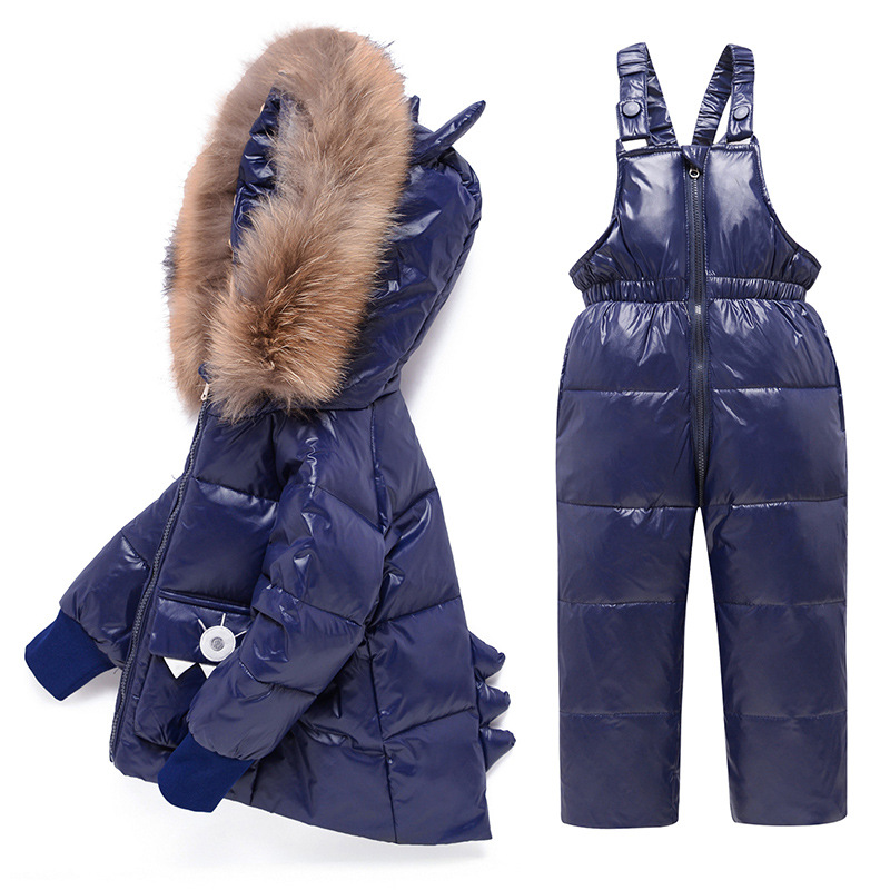 Factory Direct Sales New European and American children's down jacket cartoon suit boy baby baby two-piece set suit generation hair