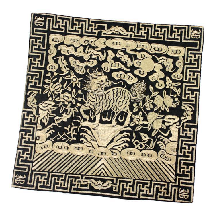 Factory Outlet Qing Dynasty Official Clothing Buzi Embroidered Pieces Military Officials Yipin Kirin Embroidered Pieces Phone Pad Ethnic Style Crafts
