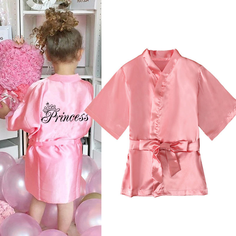 Детская одежда в европейском и американском стиле, розовая однотонная пижама с длинными рукавами, халат, комплект одежды