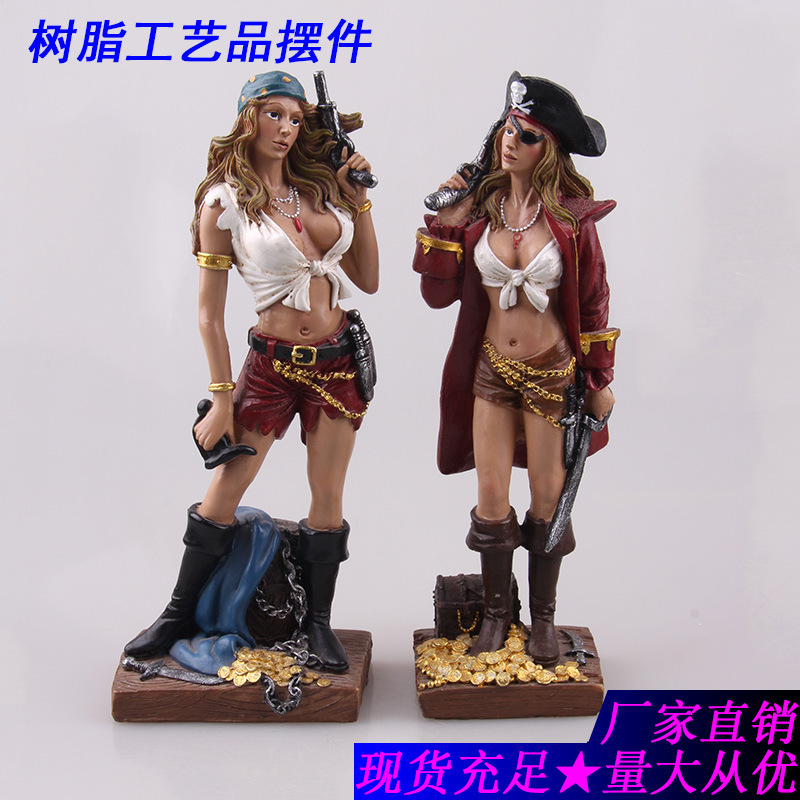 Factory Direct supply resin figure female pirate bar hotel decoration home decoration crafts