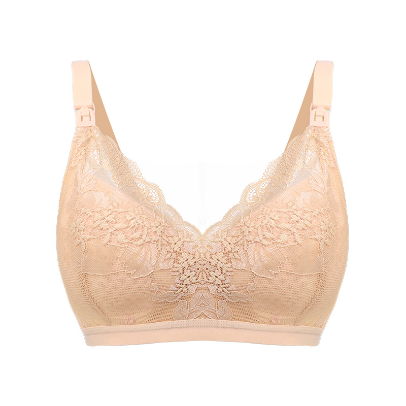 Pregnant mother summer thin honeycomb mold Cup skin-friendly comfortable breathable lace front buckle nursing bra