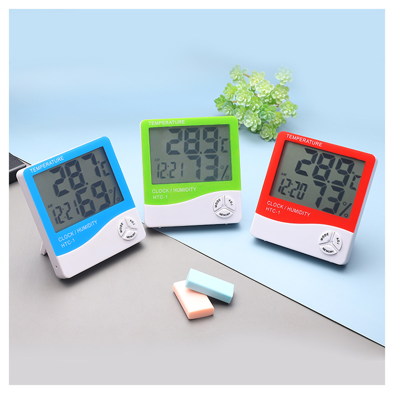 HTC-1 large screen household high precision indoor electronic temperature hygrometer with electronic alarm clock manufacturers wholesale