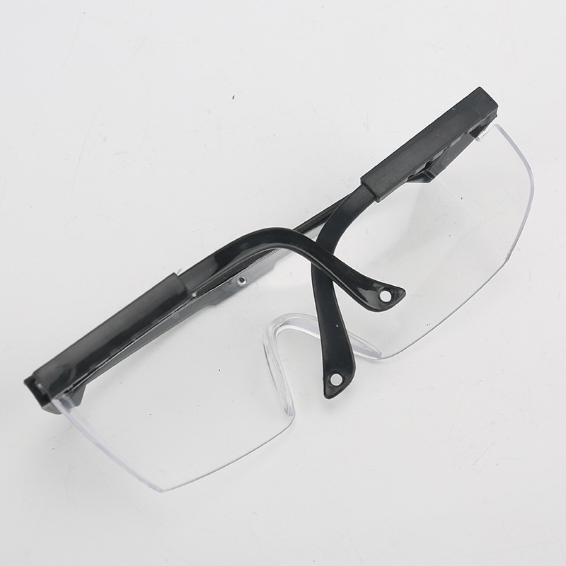 Factory wholesale protective telescopic goggles blue and black frame plastic glasses protective dustproof anti-splash protective glasses