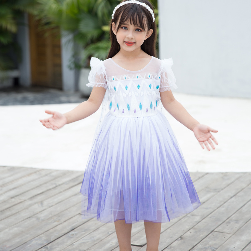 Frozen Princess Dress Aisha Performance Dress Aisha New White Children's Dress Children's Day Dance Dress