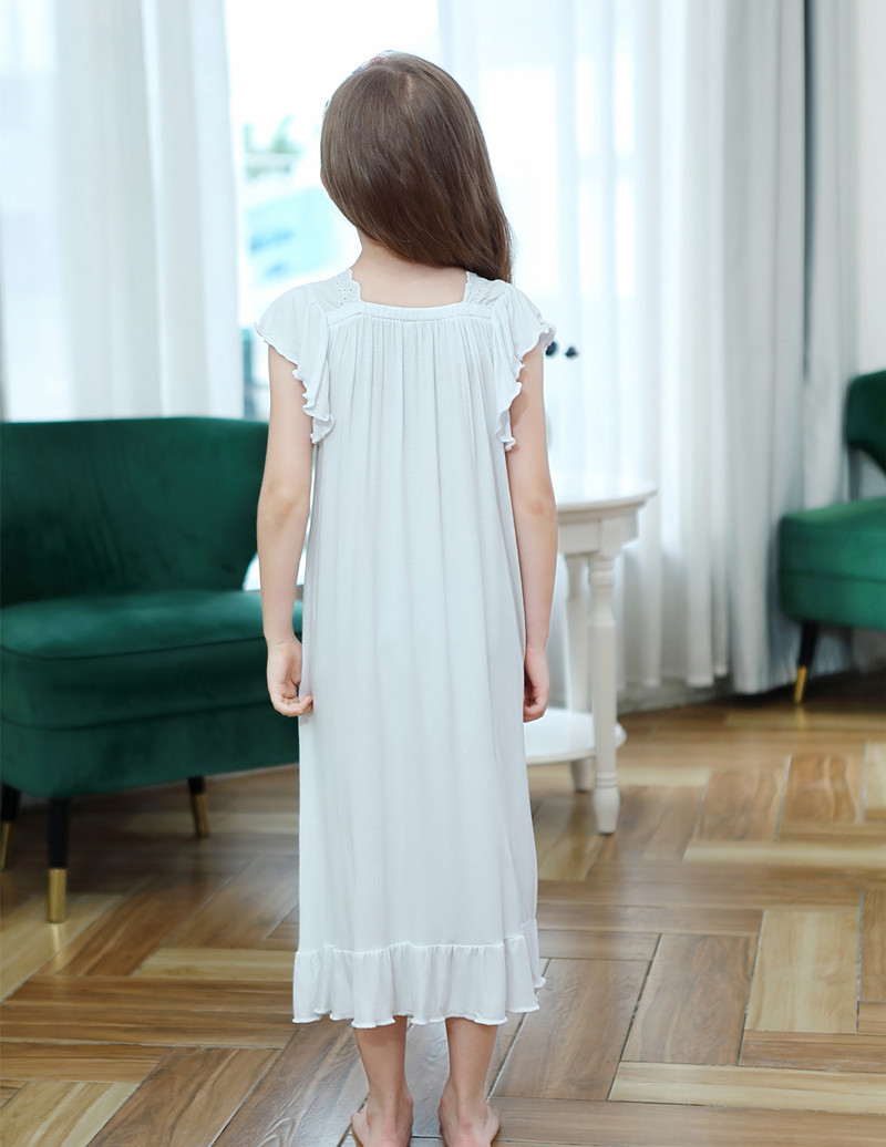 Girls' children's clothing small flying sleeve cotton modal super soft long princess nightdress pajamas homewear