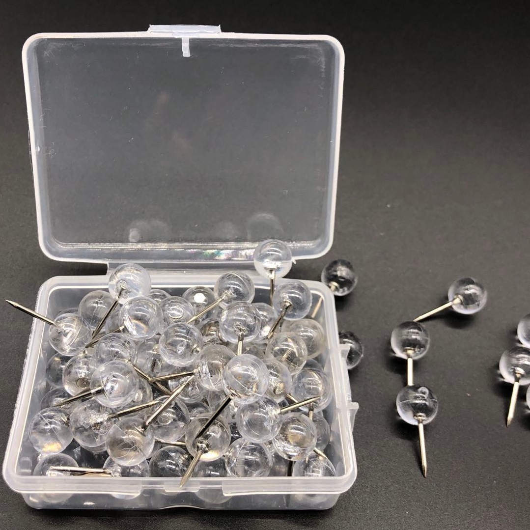 Yiwu Amazon specializes in white transparent round spherical I-pin plastic pushpin press nail press nail bulk