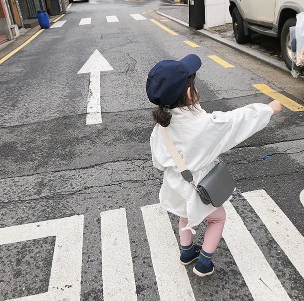 Spring and Autumn Children's Casual Jacket Korean New Girls' Zipper Jacket Girls' Mid-length Trendy Coat