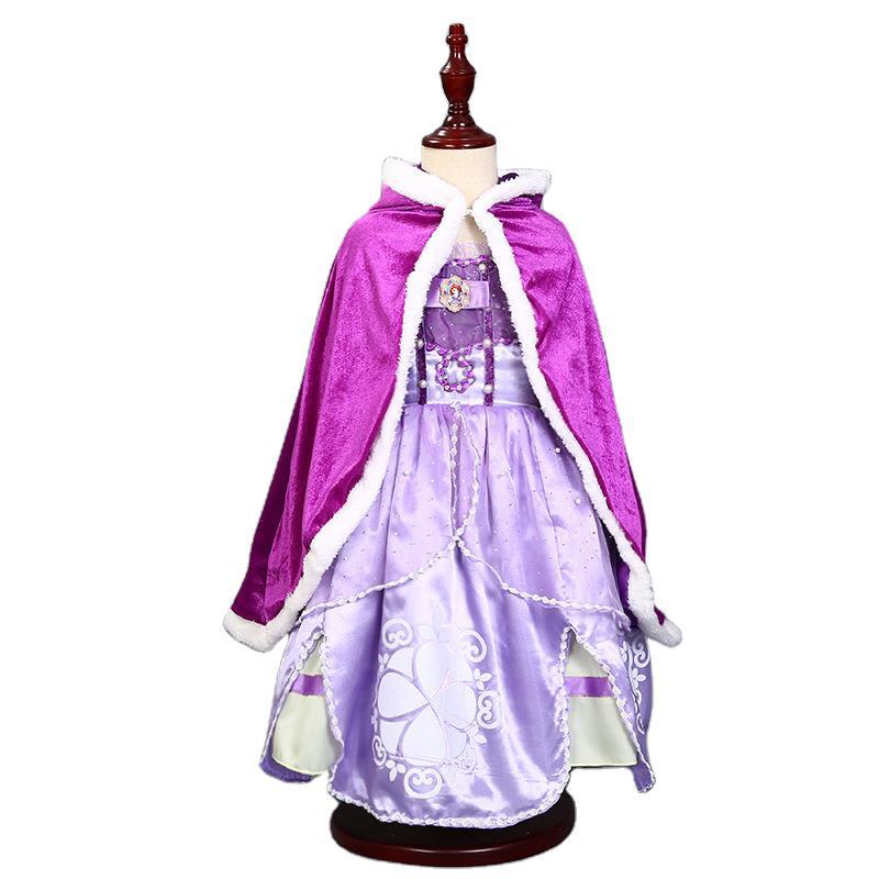 2024 Halloween Autumn and Winter Frozen Cloak Princess Cloak Girls Cute Shawl Children's Winter Clothing Children's Clothing