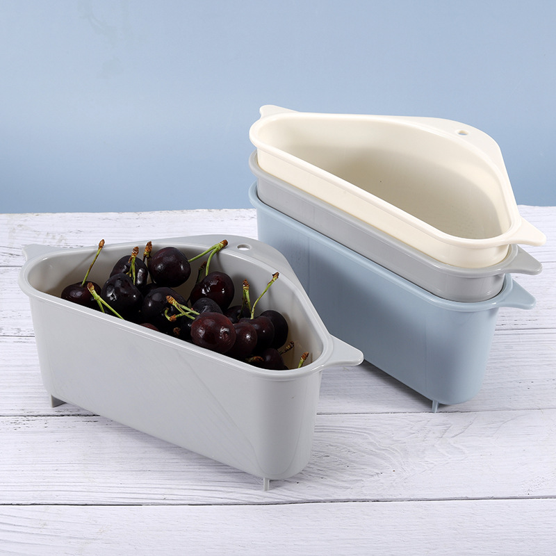 Kitchen Sink Draining Basket Vegetable Wash Fruit Basin Triangle Residual Garbage Filter Basket Sink Storage Hanging Basket Rack
