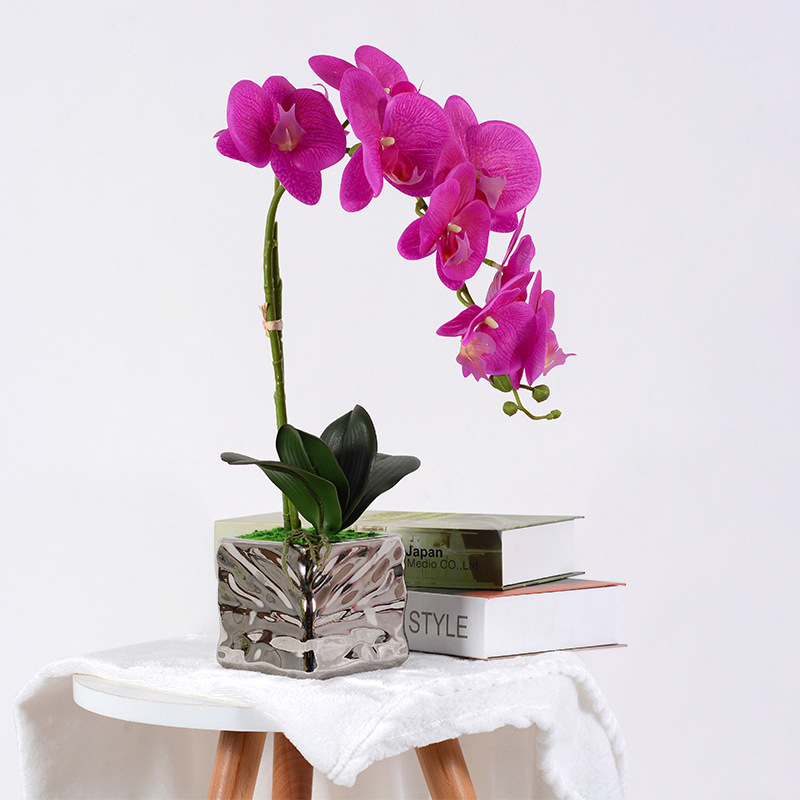Набор искусственных цветов Фаленопсис креативное электроплакирование керамическое украшение искусственные цветы в горшке оптовая продажа