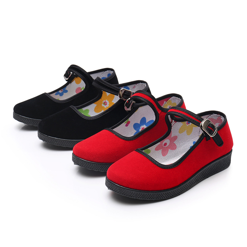 Old Beijing Cloth Shoes Small Etiquette Soft Sole Non-slip Children's Performance Shoes Dance Shoes Small Black Shoes Flat Square Mouth Women's Shoes
