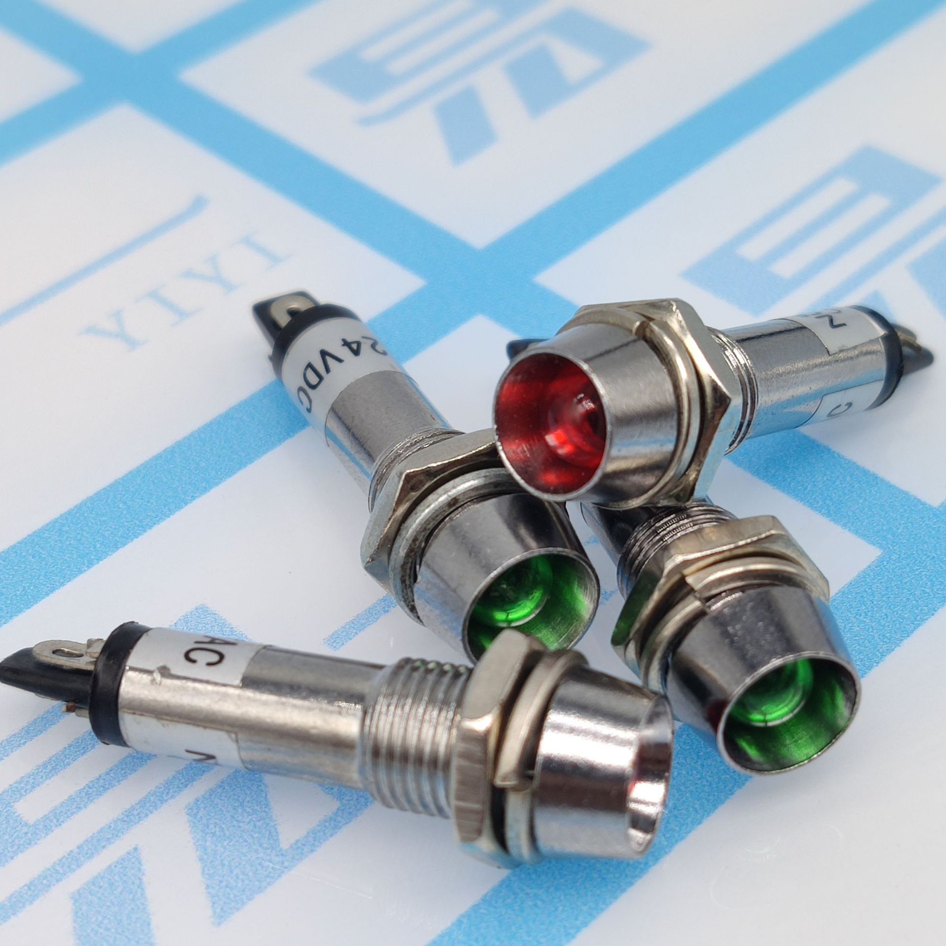 Small power work signal lamp luminous indicator light XD8-1 Red Green Yellow 12v 24v hole 8mm