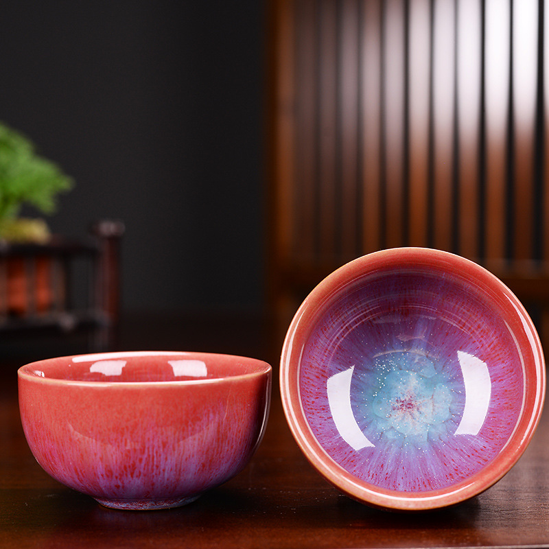 Kiln Change Cup Rabbit's Hair Building Tea Set Kung Fu Small Tea Cup Master's Cup Single Cup Tasting Cup Bou Li Cup Tea Holder Tea Bowl