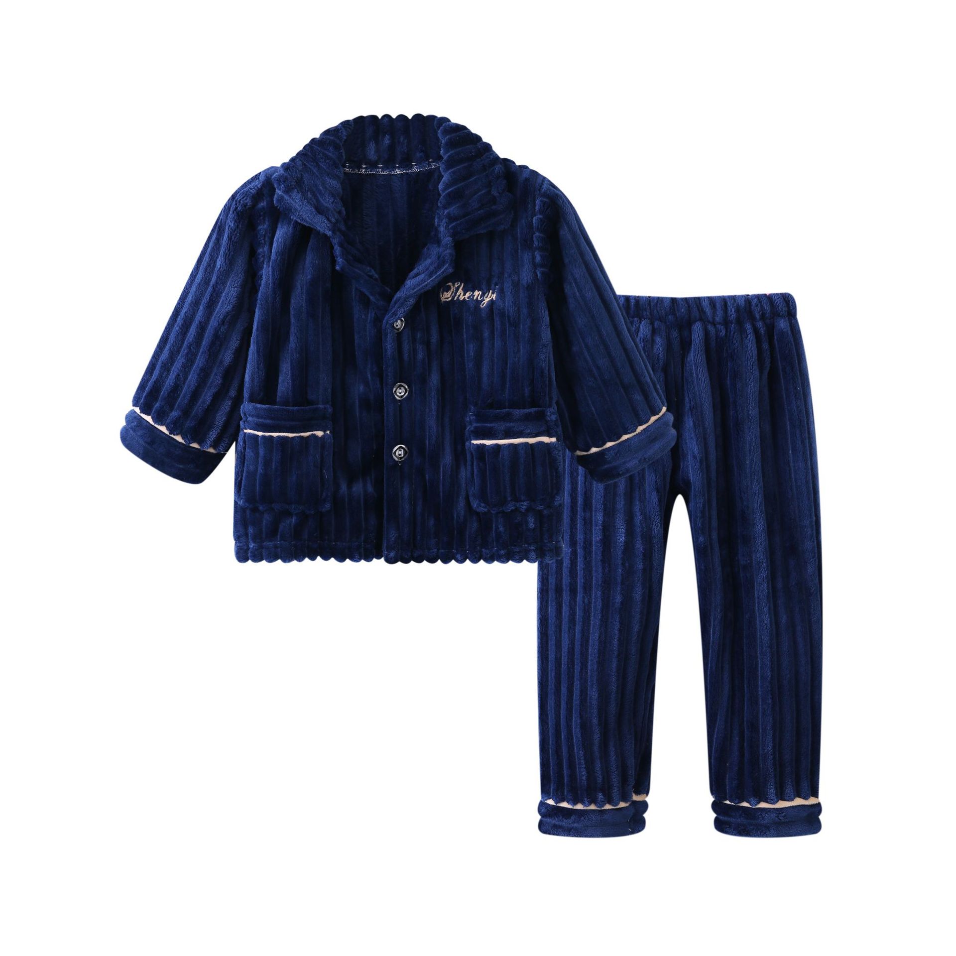 Flannel Coral Velvet Three-Layer Quilted Kidsren's Pajamas, Spring, Autumn and Winter Processing and Customization