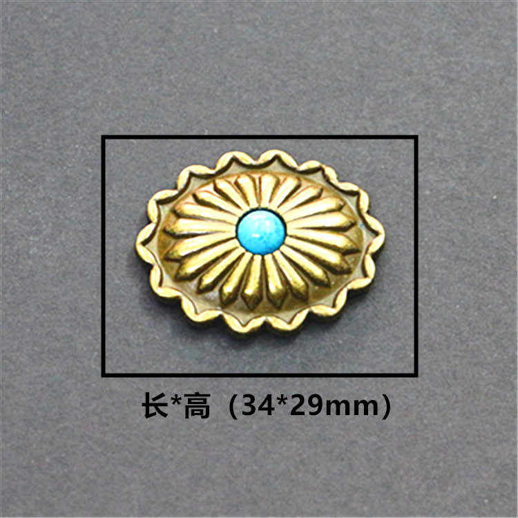 Wholesale 35*29mm Elliptical Cloth Buckle Green Ancient White DIY Turquoise Decorative Buckle Wallet Retro Japanese Style Buckle Dropshipping