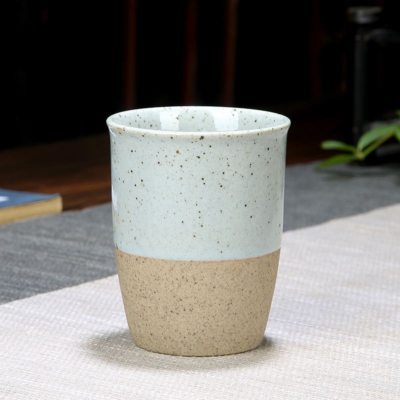 Japanese-Style Rustic Pottery Tea Cup, Master Cup, Vintage Handmade Wood-Fired Ceramic Kung Fu Tea Set, Single Tea Cup, Light Luxury