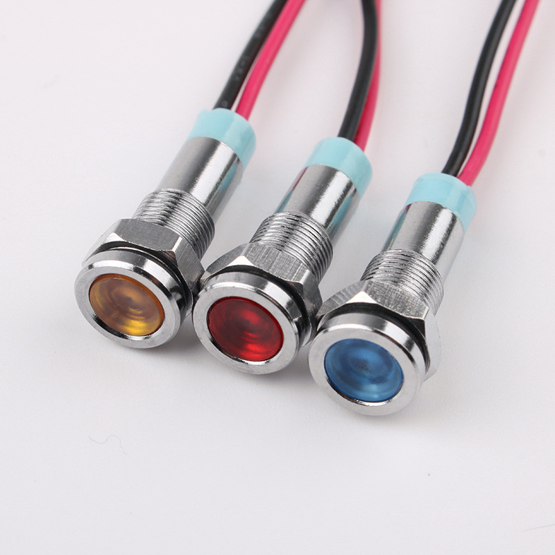 Cross-border dedicated 6mm waterproof power supply metal indicator led Signal lamp instrument warning panel light 5v12v220