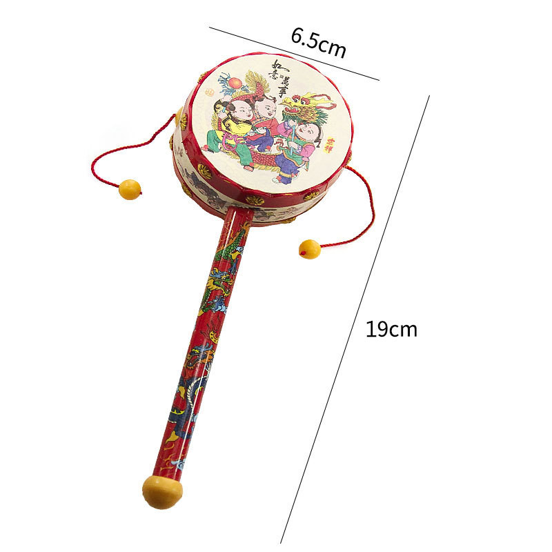 High quality baby hand rattle 19cm environmental protection plastic sound loud loud sound Ping An auspicious drum best-selling