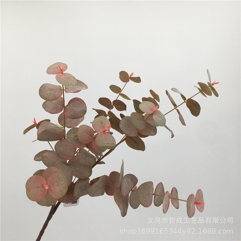 Artificial autumn color eucalyptus money leaf artificial leaves eucalyptus wedding decoration silk flower arrangement hand holding flower material