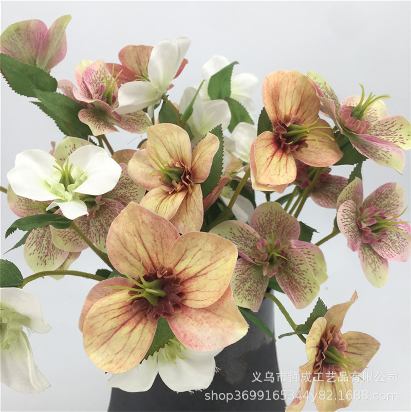 Artificial rabbit sunflower Christmas rose iron chopsticks double bell grass fake flower diy material European living room table flower