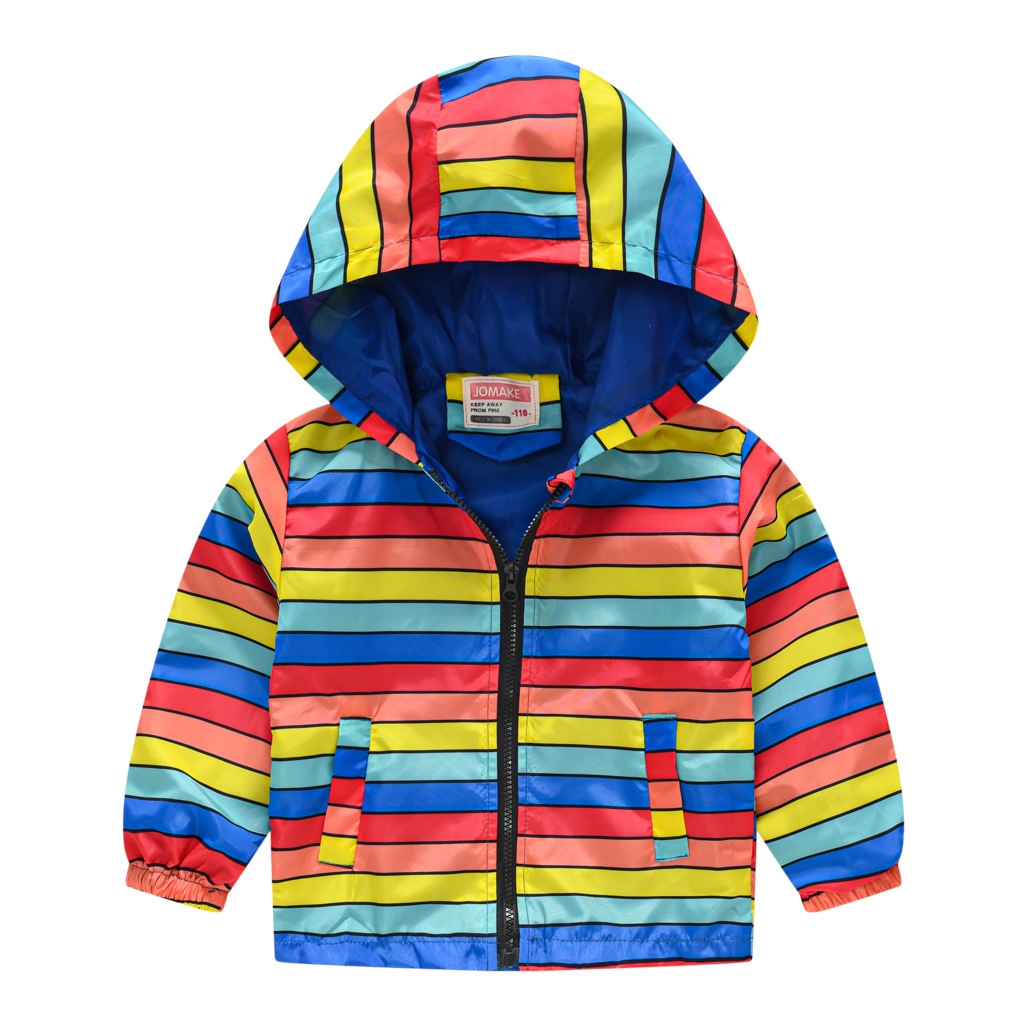 Spring and Autumn Children's Coat Boys and Girls Fashion Cartoon Printed Hooded Coat Jacket Baby Cute Outfit