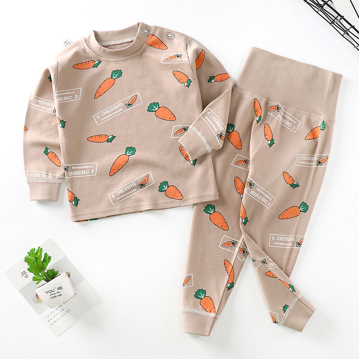 Children's Underwear Set Baby Cotton Autumn Clothes Autumn Trousers for Boys and Girls Spring and Autumn Pajamas High Waist Belly Protection Pants Baby Clothes