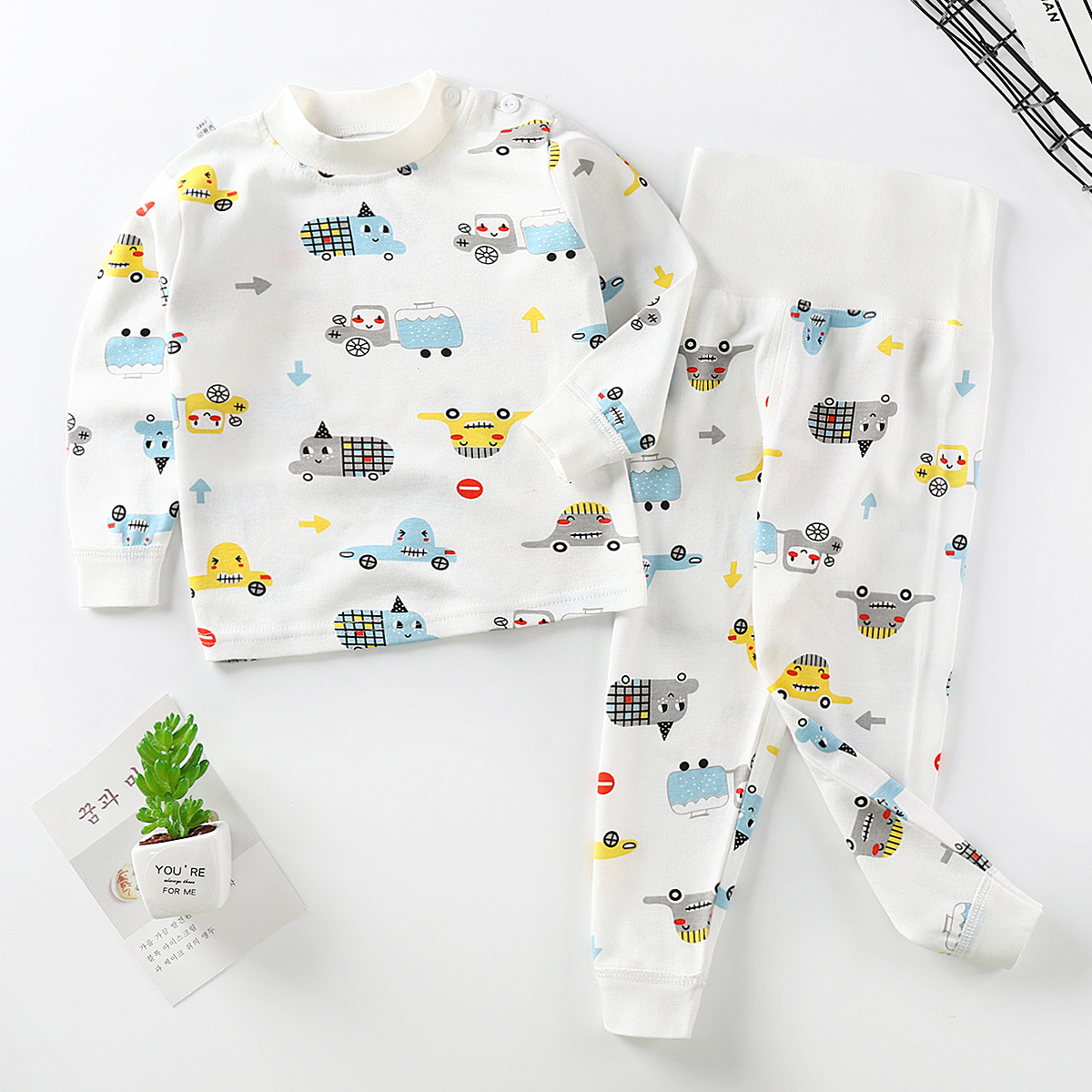 Children's Underwear Set Baby Cotton Autumn Clothes Autumn Trousers for Boys and Girls Spring and Autumn Pajamas High Waist Belly Protection Pants Baby Clothes