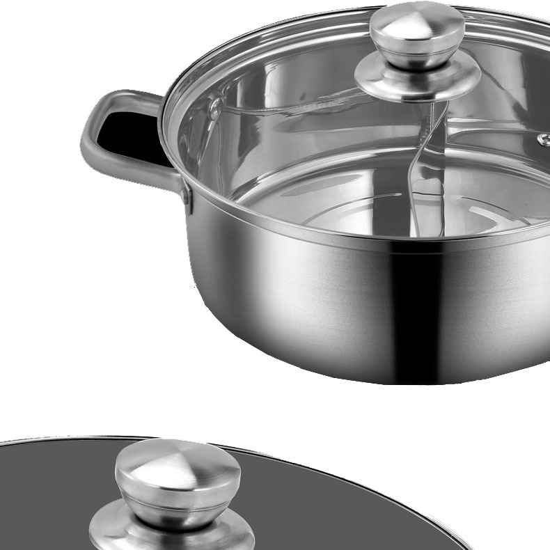 304 Stainless Steel Mandarin Duck Pot Induction Cooker Pot Two-Flavor Hot Pot Pot Double Bottom Hot Pot Basin Large Capacity Household Commercial Pot