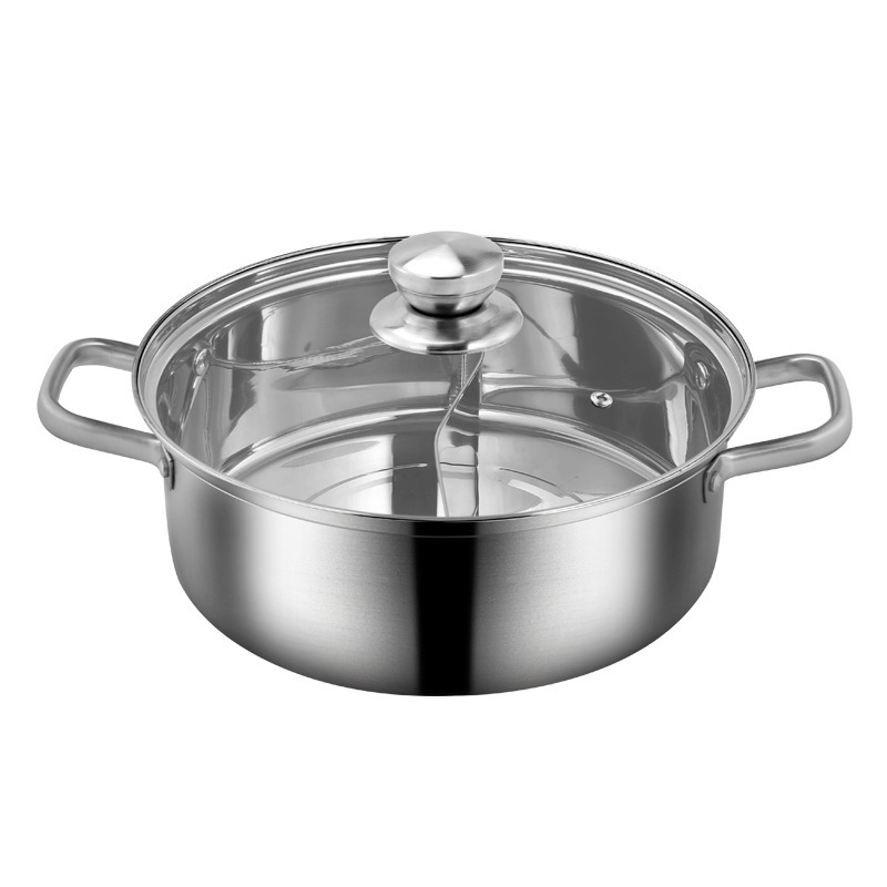 304 Stainless Steel Mandarin Duck Pot Induction Cooker Pot Two-Flavor Hot Pot Pot Double Bottom Hot Pot Basin Large Capacity Household Commercial Pot